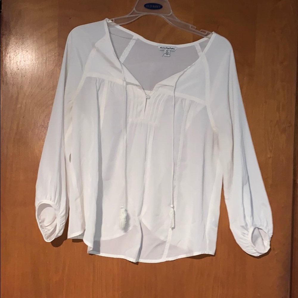Criss across Back White Blouse